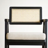 Černá dubová jídelní židle s čalouněným sedákem Wien.